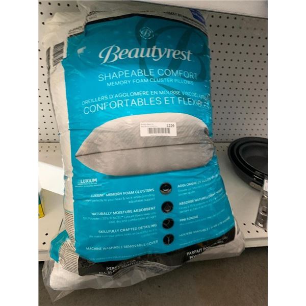 Beautyrest Shapeable Comfort Memory Foam Cluster Pillows x 2