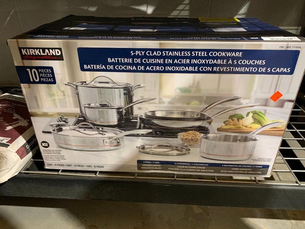 Cladding Signature Cookware Kirkland Signature 5-Ply Clad Stainless Steel Cookware 10 Piece Set