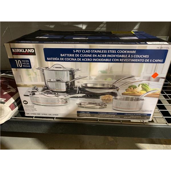 Kirkland Signature 5-Ply Clad Stainless Steel Cookware 10 Piece Set