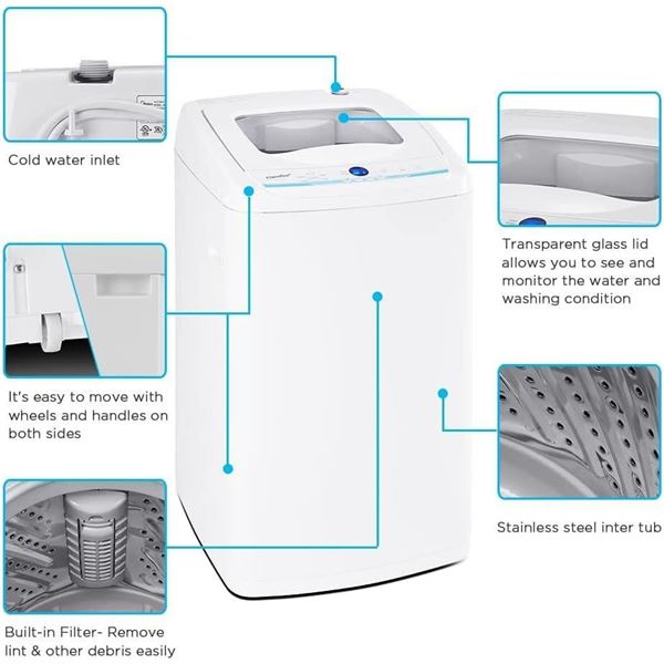 COMFEE' Portable Washing Machine, 1.0 Cu.Ft (IEC) Compact Washer With LED Display, Fully Automatic W