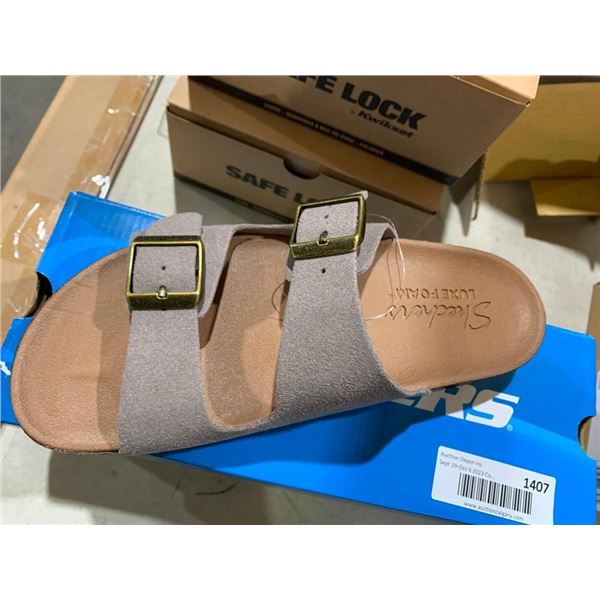 Sketchers Luxe Foam Sandals Taupe Size 6 Ladies