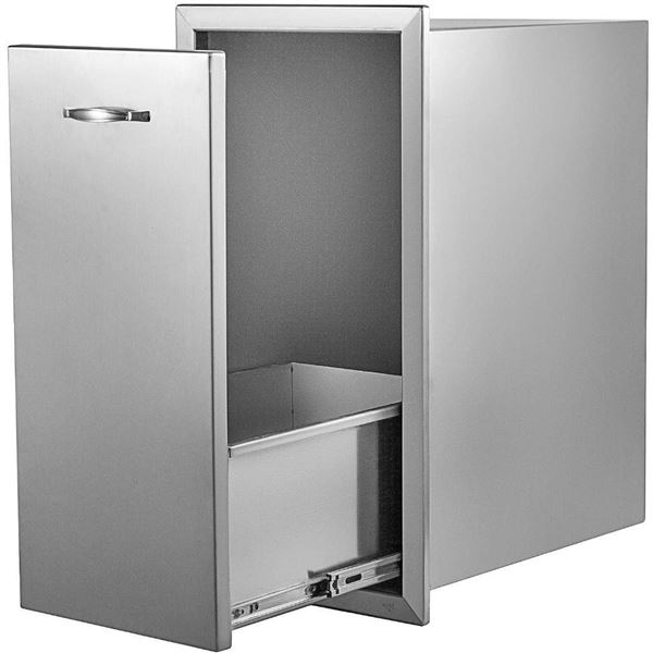 VEVOR Pull Out Trash Drawer 13.6Wx26H Inch Lower Sliding Rails Stainless Steel Trash Drawer & Mophor