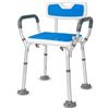 Image 1 : BQKOZFIN Height Adjustable Shower Chair Aluminum Bathtub Chair Shower Bench with Back, Arms, and Two