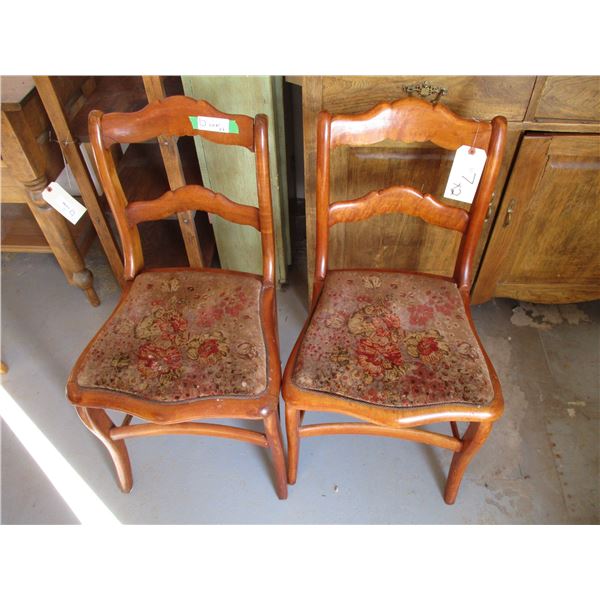 (2X the Bid Price) Wooden Chairs w/ Cushion Tops  OFF SITE