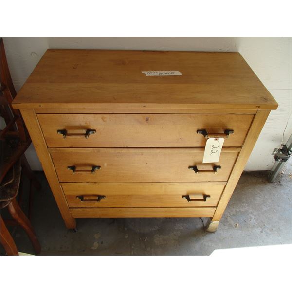 3-Drawer Dresser on Caster - 1920's Maple - Newer Pulls   OFF SITE