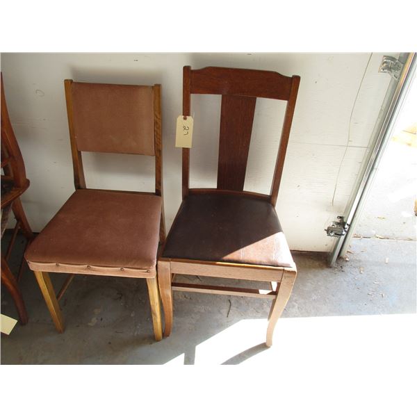 (2) Wooden Chairs w/ Cushions   OFF SITE