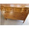 Image 6 : Serpentine 4-Drawer Oak Dresser w/ Mirror and Casters - 42x17x31       OFF SITE