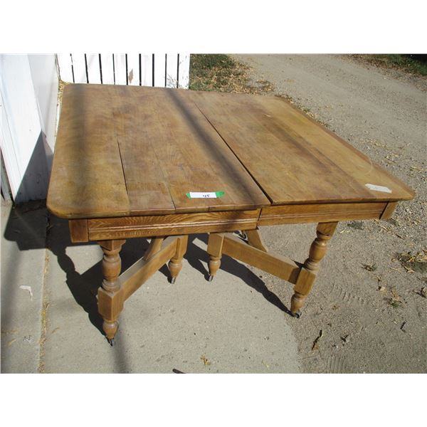 Wooden Table on Casters - 42x40      OFF SITE