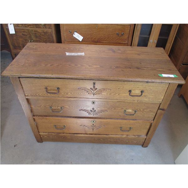 3-Drawer Oak Dresser w/ Original Hardware - 1900's - 42x17x31     OFF SITE