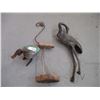 Image 1 : (3) Garden Art Birds - Crane, Flamingo     OFF SITE