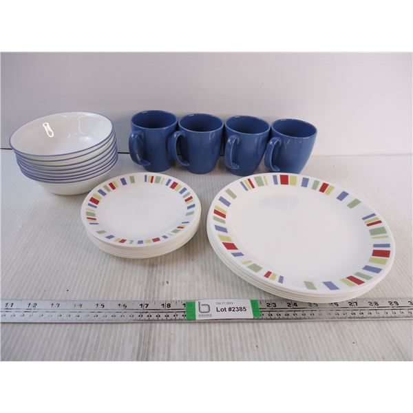 Corelle "Memphis" Style-(6) Plates,(8) Salad Plates,(8) Cereal Bowls and (4) Coffee Cups-excellent c