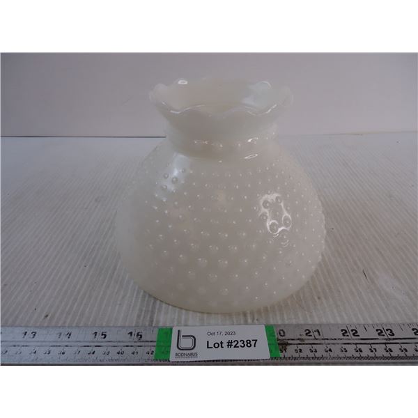 Vintage Crimped Ruffled Hobnail Milk Glass Lamp Shade