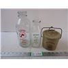 Image 1 : (2) Vintage Milk Bottles and Small Crock-Wisconsin Pioneer