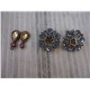 Image 2 : (4) Pairs of Vintage Earrings and Glass Earring Dish