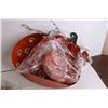 Image 2 : (3) Pumpkin Decorations - Semi-Sealed, Glitter Wreath - Sealed