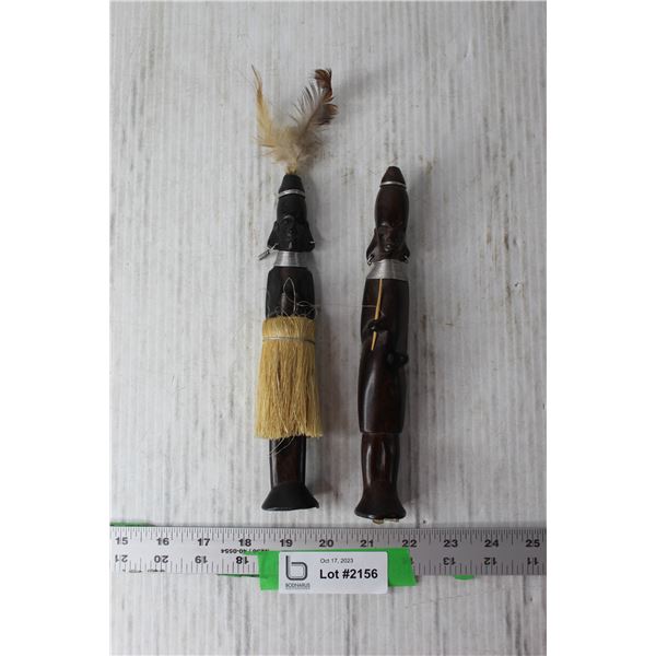 (2) Wooden African Figurines