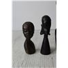 Image 4 : (3) Wooden Carved African Head Figurines