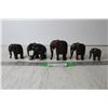 Image 1 : (5) Carved Wooden Elephant Figurines