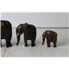 Image 2 : (5) Carved Wooden Elephant Figurines
