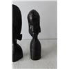 Image 2 : (3) Carved Wooden African Head Figurines
