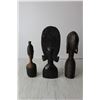 Image 5 : (3) Carved Wooden African Head Figurines