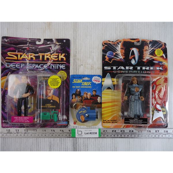 (2) Star Trek Action Figures and Star Trek TNG Keychain