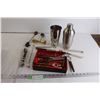 Image 1 : Bartender Set - Cocktail Shaker, Jigger, Ice Cube Tongs, Misc.