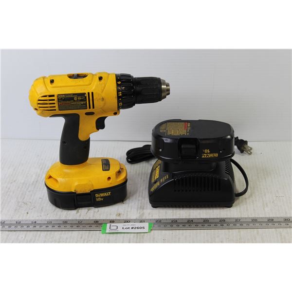 DeWalt 18volt Cordless Drill - w/Charger & Extra Battery (untested)