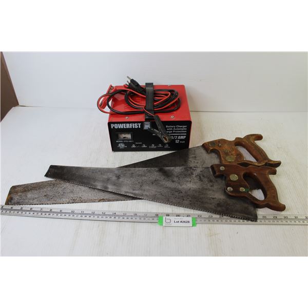 Powerfist Battery Charger(not working) - Howlends Waverly Handsaw - Henry Disston & Sons Hand Saw