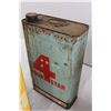 Image 2 : (3) Linseed Oil Tins - Filled, Wooden Bucket - Cannot Ship