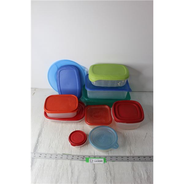 (9) Assorted Refrigerator Containers - One is Tupperware