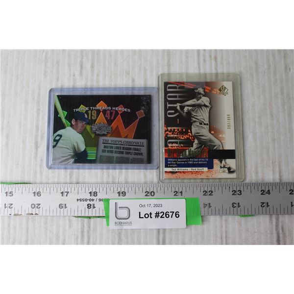 (2) MLB HOF Ted Williams Trading Cards  393/499 and Triple Thread Heroes