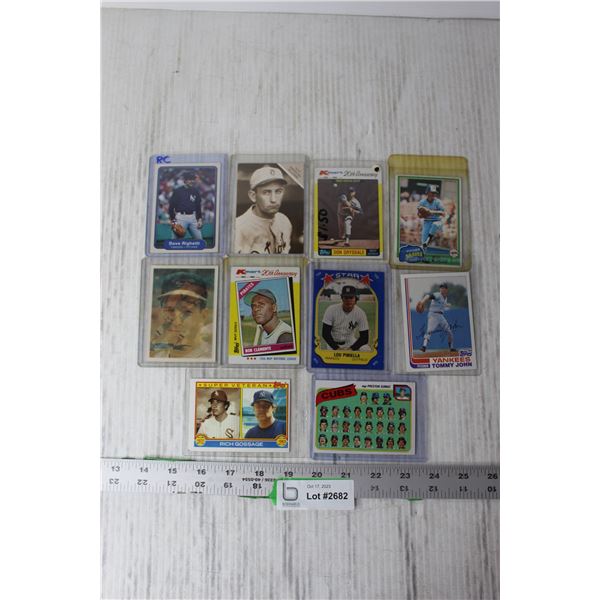 (10) Assorted 1980's MLB Trading Cards - Clemente, Piniella, Righetti, Gossage