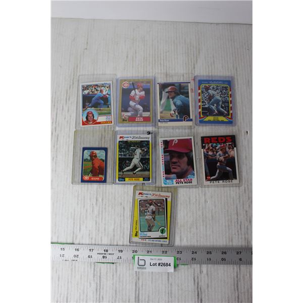 (9) 1982-87 Pete Rose MLB Trading Cards