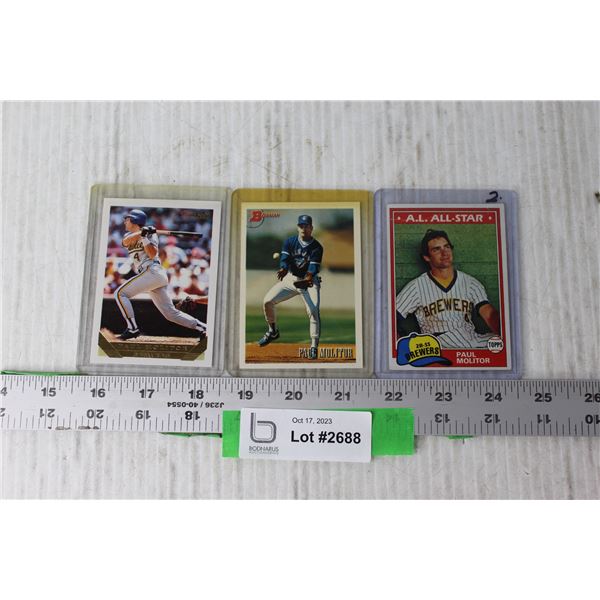 (3) Paul Molitor HOF MLB Trading Cards 1981-1993