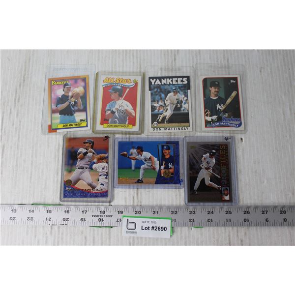 (7) MLB Don Mattingly Trading Cards 80's and 90's