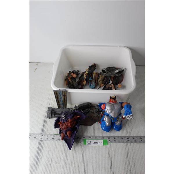 Tub of Action Figures and Misc. - Jack Sparrow