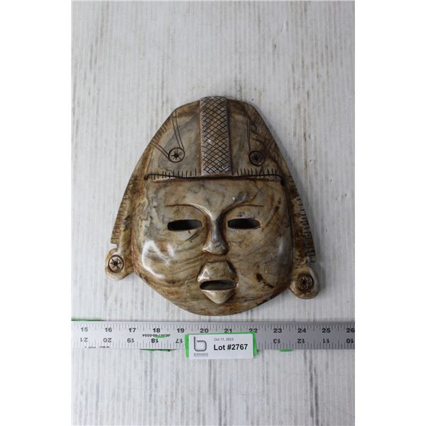 Stone Carved Incan or Aztec Mask