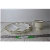 Image 1 : Fire King Milk Glass Divided Tray and Sugar Bowl