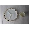Image 3 : Fire King Milk Glass Divided Tray and Sugar Bowl