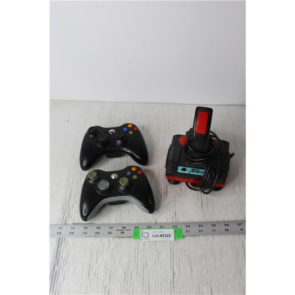 (2) Xbox 360 Controllers and Misc. Controller (Missing Backs)