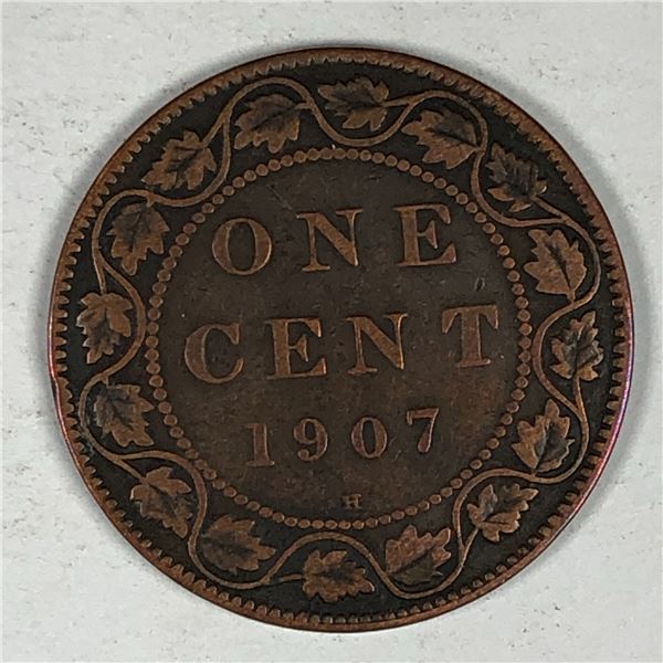 Canadian Large Cent 1907 H VF+