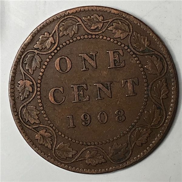 Canadian Large Cent 1908 VF+