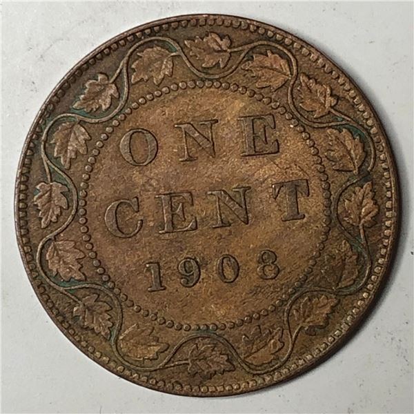 Canadian Large Cent 1908 VF+