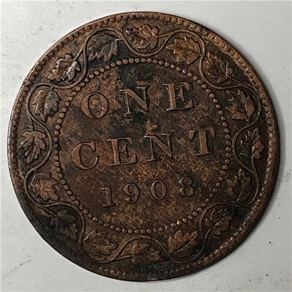 Canadian Large Cent 1908 VF+