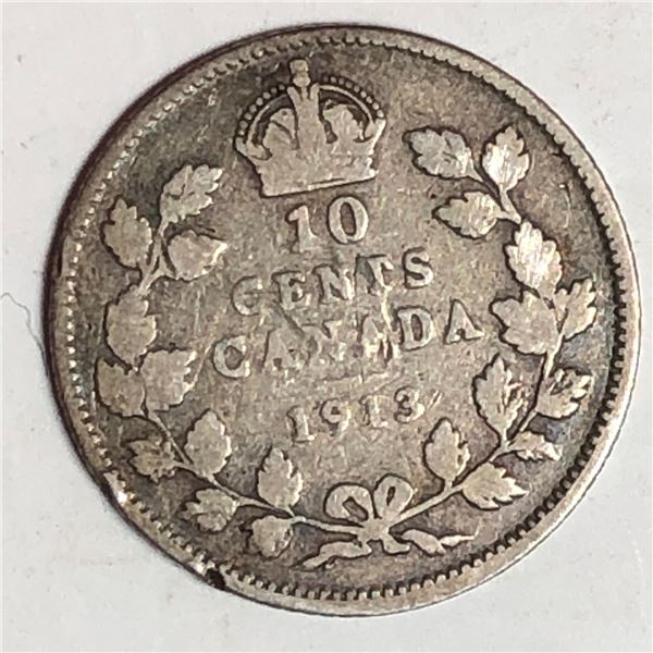 Canadian .10 Cent Dime 1913