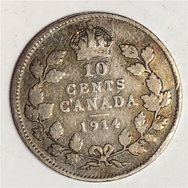 Canadian .10 Cent Dime 1914