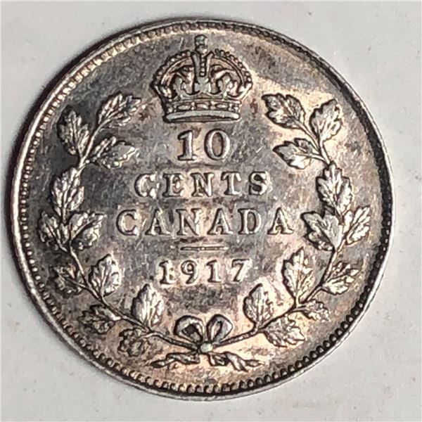 Canadian .10 Cent Dime 1917 UNC