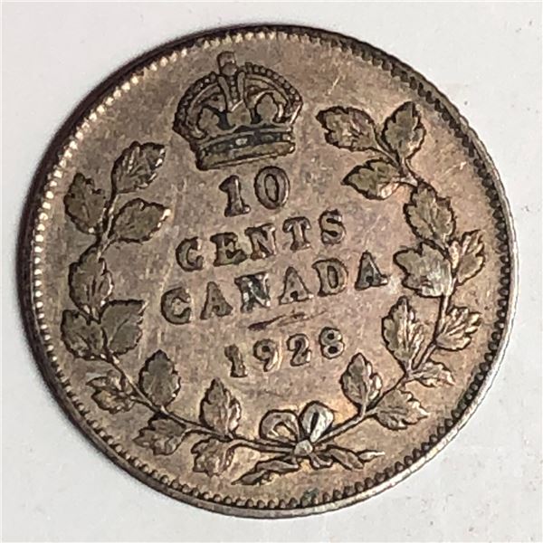 Canadian .10 Cent Dime 1928 VF