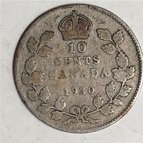 Canadian .10 Cent Dime 1930